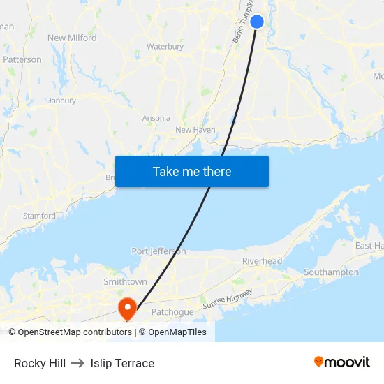 Rocky Hill to Islip Terrace map