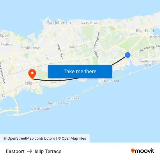 Eastport to Islip Terrace map