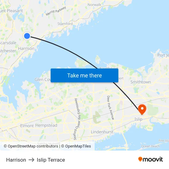 Harrison to Islip Terrace map