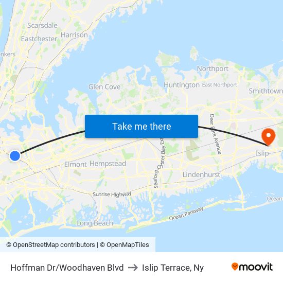 Hoffman Dr/Woodhaven Blvd to Islip Terrace, Ny map