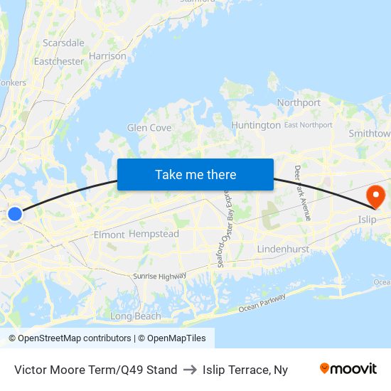 Victor Moore Term/Q49 Stand to Islip Terrace, Ny map