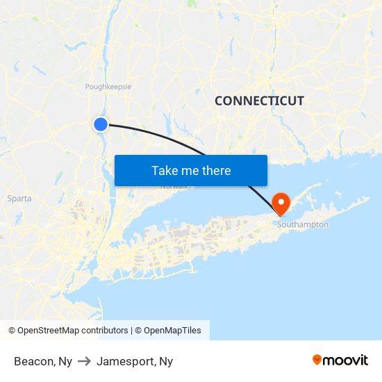 Beacon, Ny to Jamesport, Ny map