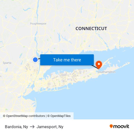 Bardonia, Ny to Jamesport, Ny map