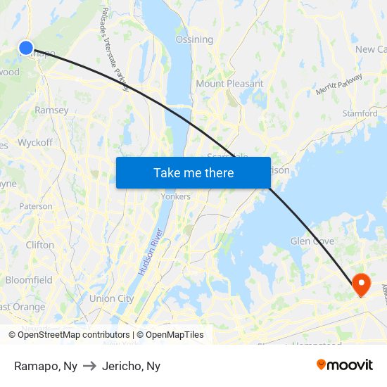 Ramapo, Ny to Jericho, Ny map