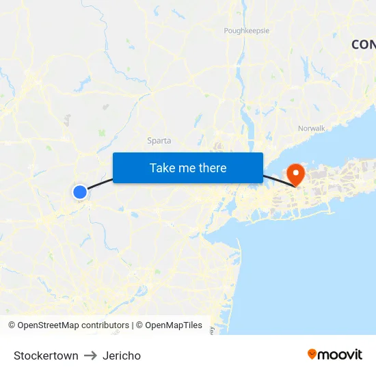 Stockertown to Jericho map