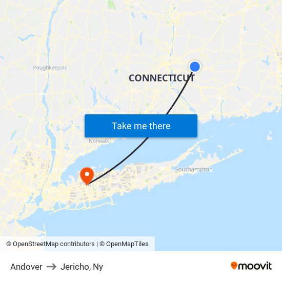 Andover to Jericho, Ny map