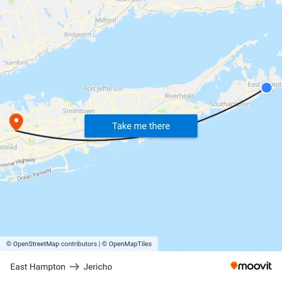 East Hampton to Jericho map