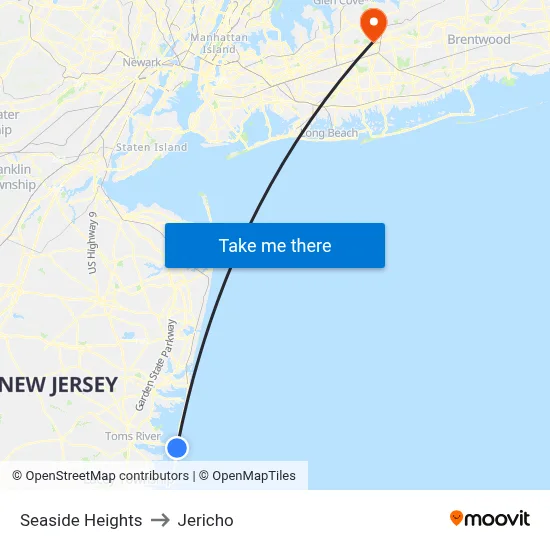 Seaside Heights to Jericho map