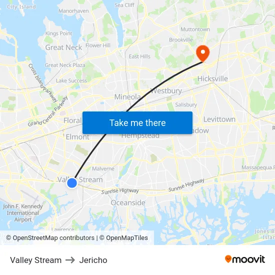 Valley Stream to Jericho map