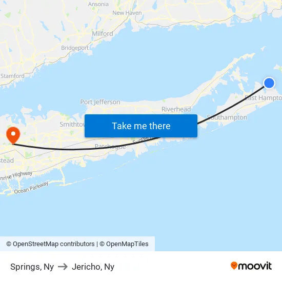 Springs, Ny to Jericho, Ny map