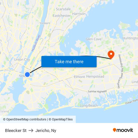 Bleecker St to Jericho, Ny map