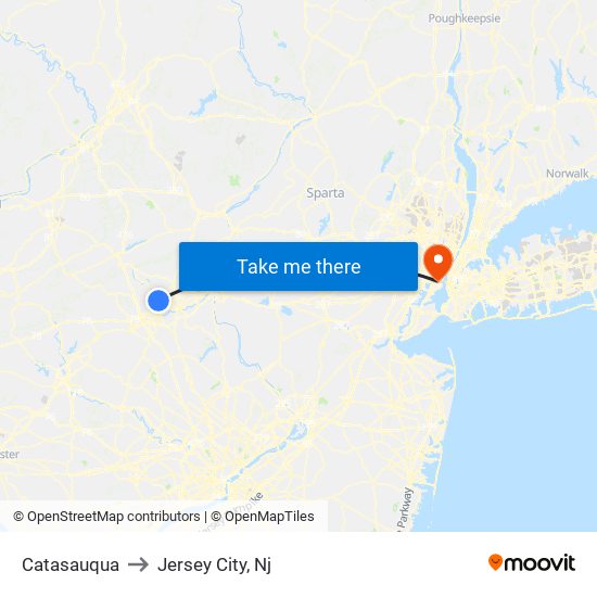 Catasauqua to Jersey City, Nj map