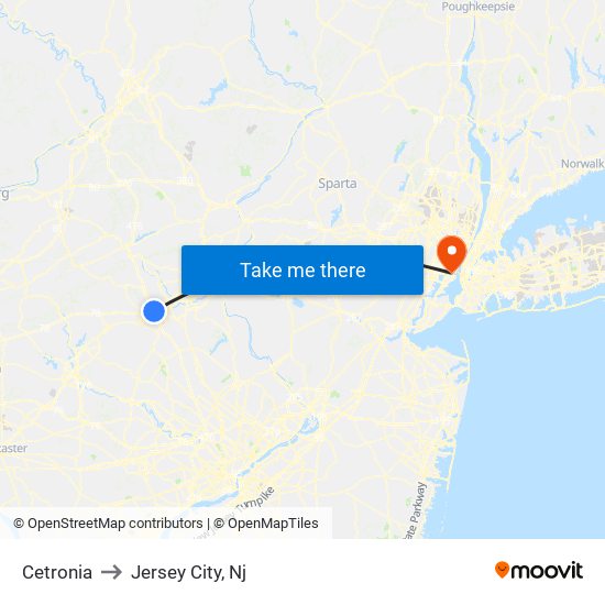 Cetronia to Jersey City, Nj map