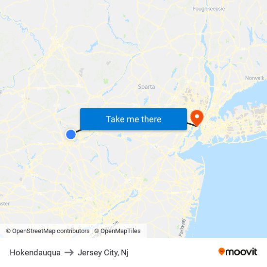 Hokendauqua to Jersey City, Nj map