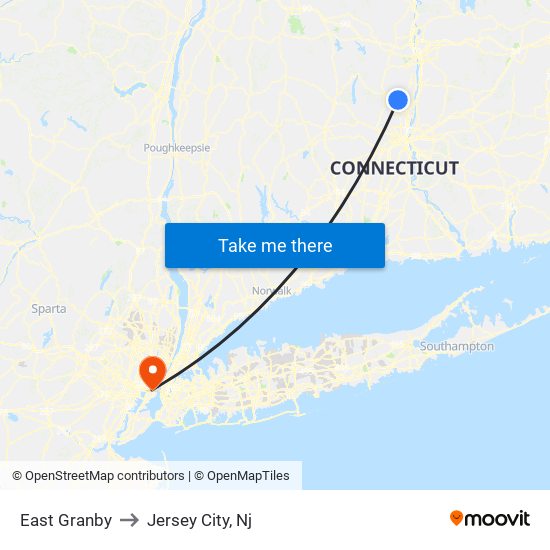 East Granby to Jersey City, Nj map