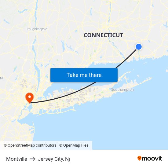 Montville to Jersey City, Nj map