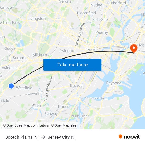 Scotch Plains Nj Map Scotch Plains, Nj To Jersey City, Nj, New York - New Jersey With Public  Transportation