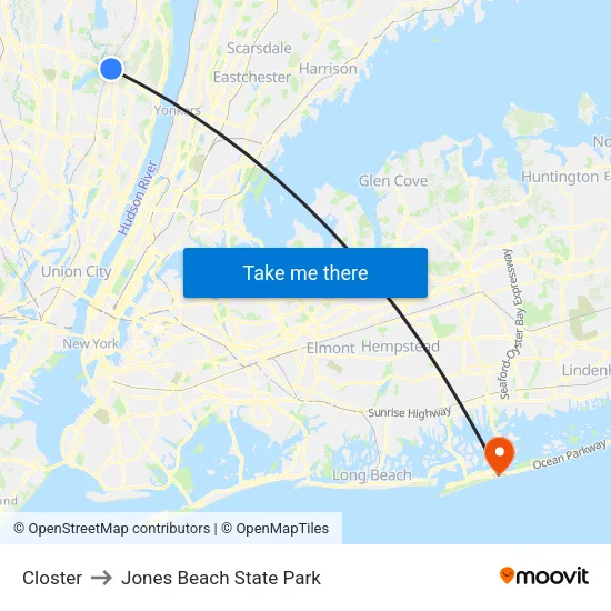 Closter to Jones Beach State Park map