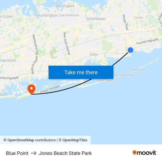 Blue Point to Jones Beach State - City 75896 City 75700