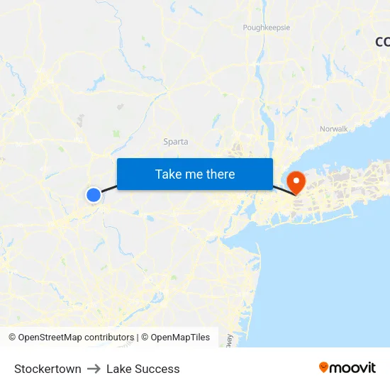 Stockertown to Lake Success map