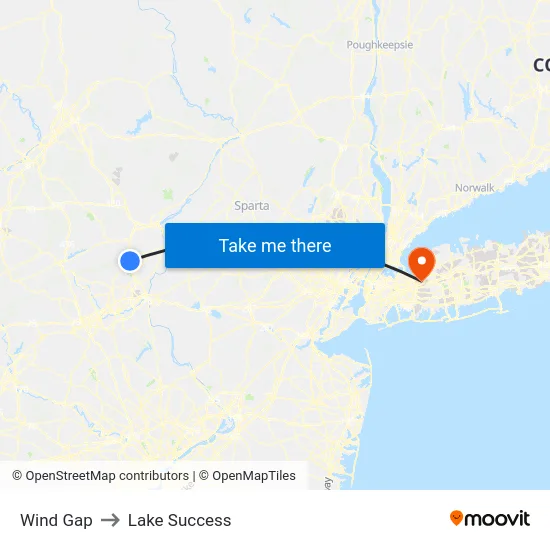 Wind Gap to Lake Success map