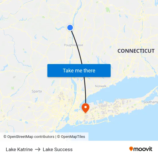Lake Katrine to Lake Success map