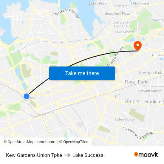 Kew Gardens-Union Tpke to Lake Success map