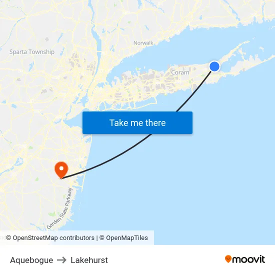 Aquebogue to Lakehurst map