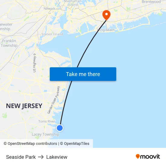 Seaside Park to Lakeview map