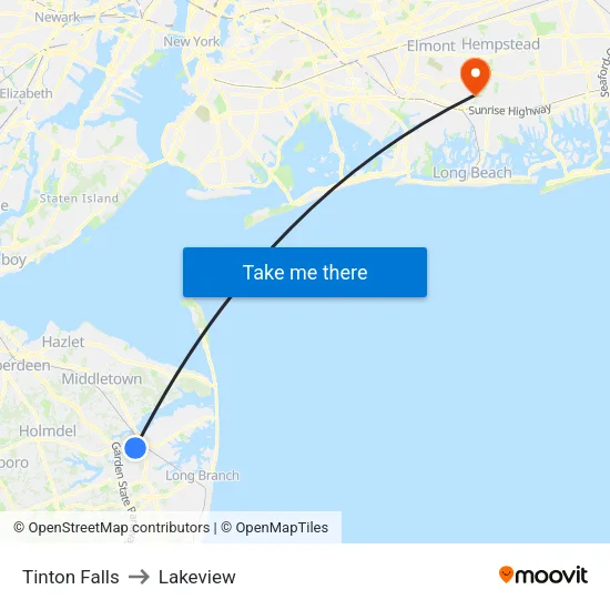Tinton Falls to Lakeview map