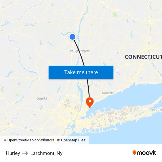 Hurley to Larchmont, Ny map