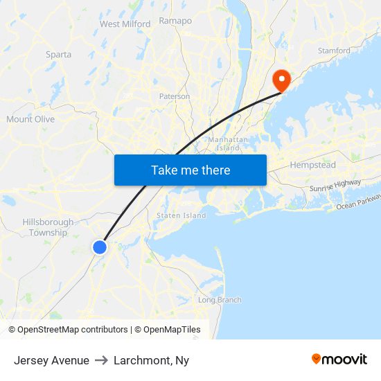 Jersey Avenue to Larchmont, Ny map