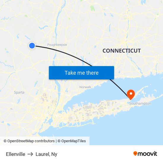 Ellenville to Laurel, Ny map