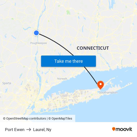 Port Ewen to Laurel, Ny map