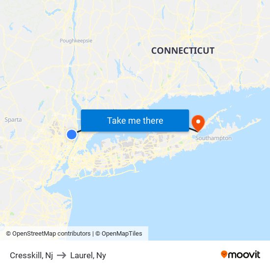 Cresskill, Nj to Laurel, Ny map