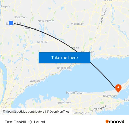 East Fishkill to Laurel map