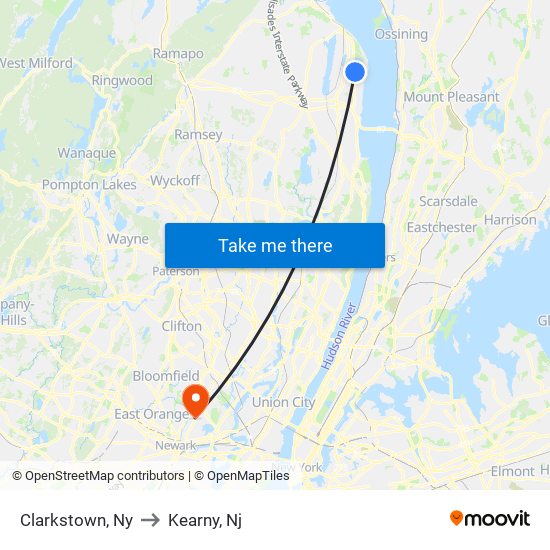 Clarkstown, Ny to Kearny, Nj map