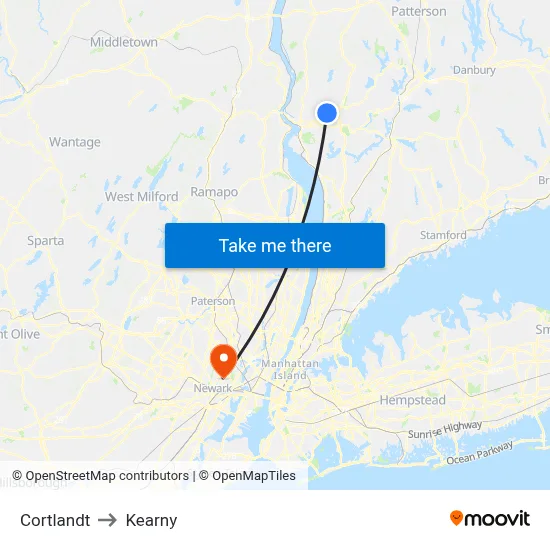 Cortlandt to Kearny map