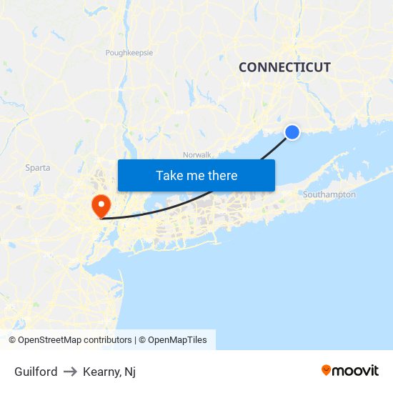 Guilford to Kearny, Nj map