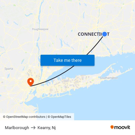 Marlborough to Kearny, Nj map