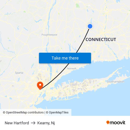 New Hartford to Kearny, Nj map