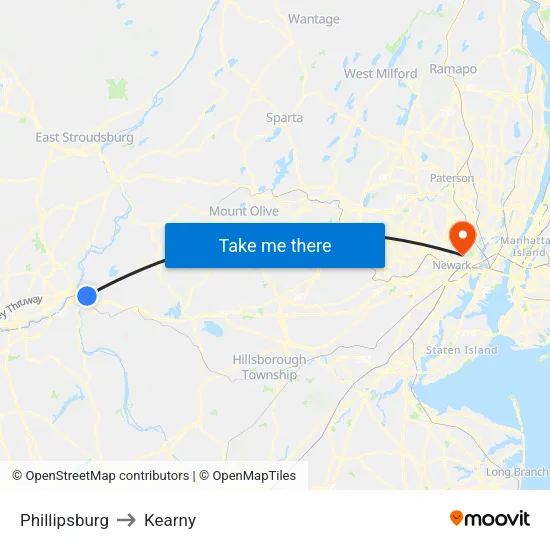 Phillipsburg to Kearny map