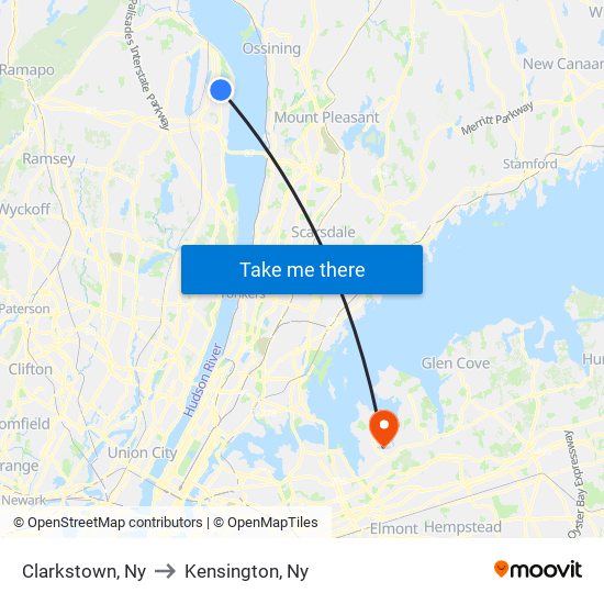Clarkstown, Ny to Kensington, Ny map