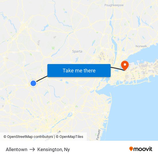 Allentown to Kensington, Ny map