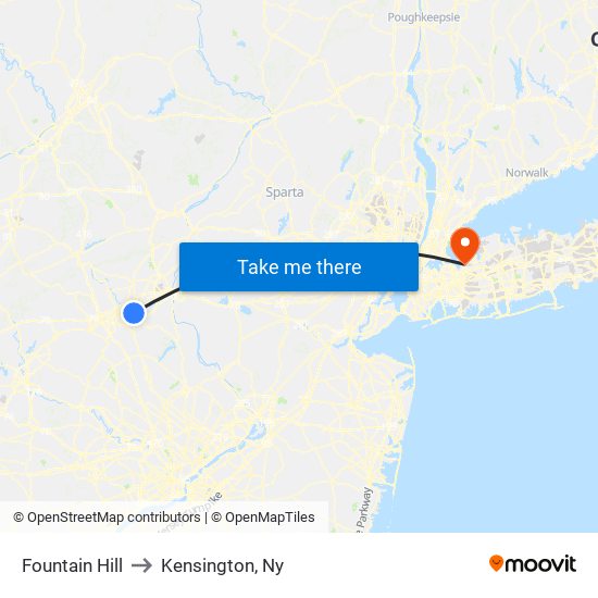 Fountain Hill to Kensington, Ny map