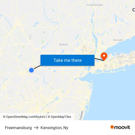 Freemansburg to Kensington, Ny map