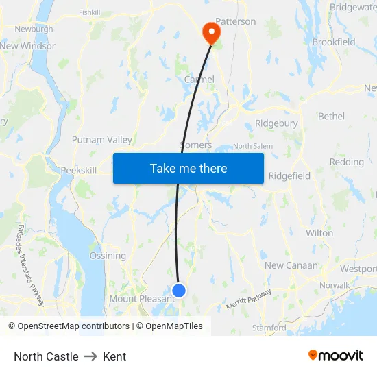 North Castle to Kent map