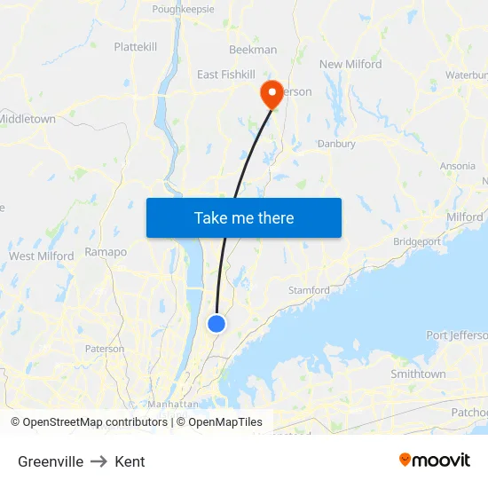 Greenville to Kent map