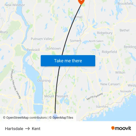 Hartsdale to Kent map
