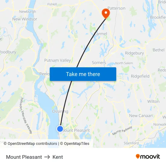 Mount Pleasant to Kent map